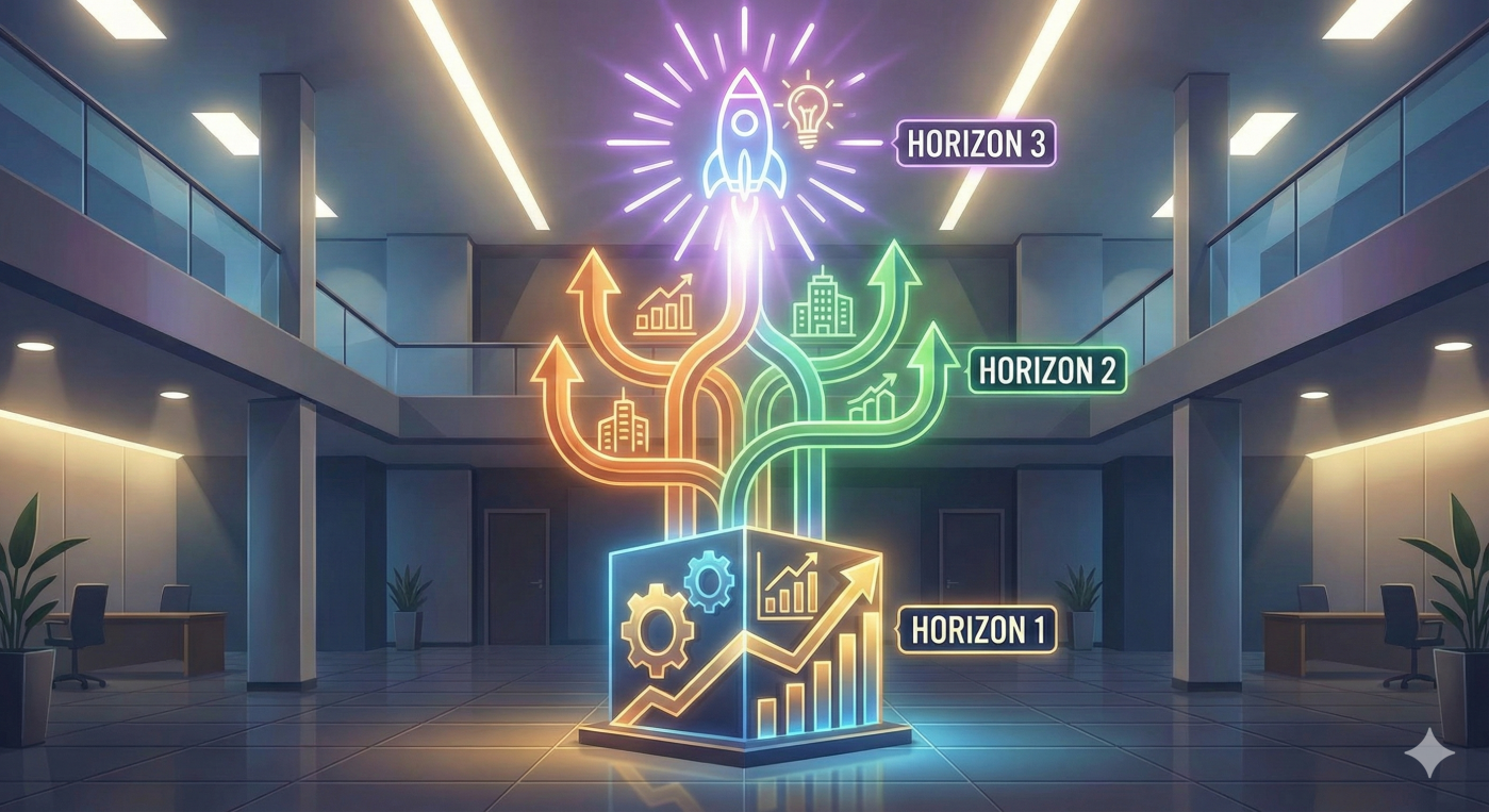 "McKinsey 3 Horizon Framework — innovation portfolio allocation across Horizon 1, 2 and 3